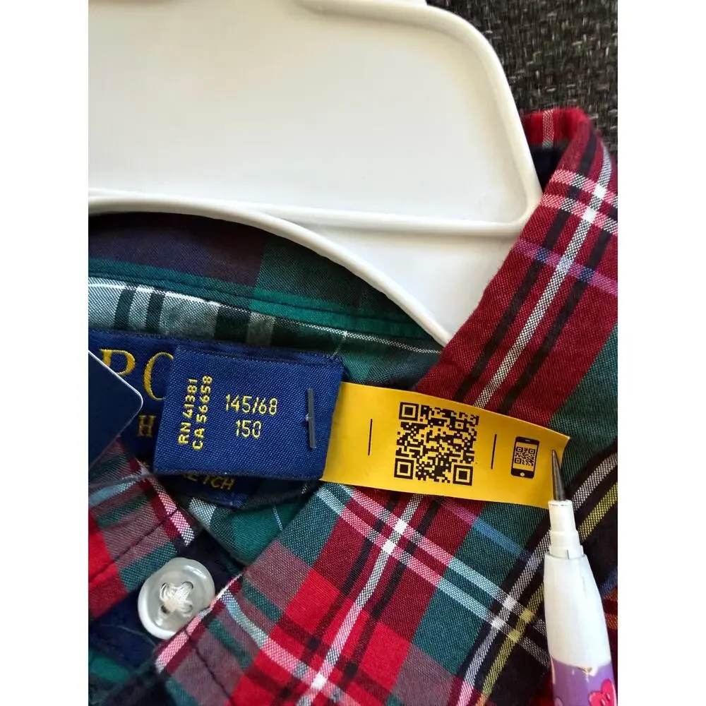 NEW POLO RALPH LAUREN Plaid Cotton Fun Shirtdress in assorted colors